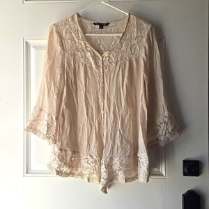 Zac & Rachel Lace Trim Boho Blouse